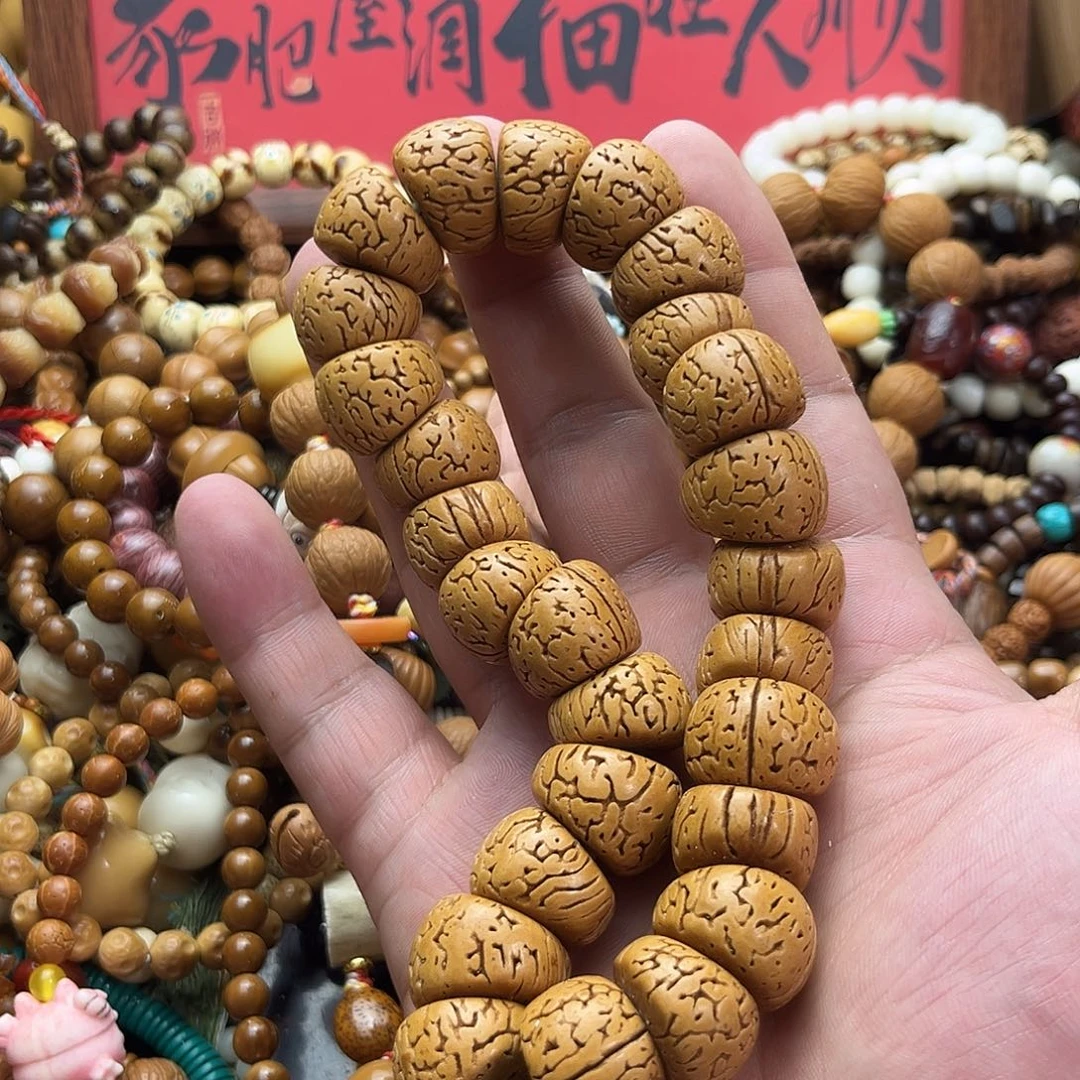 木质非金属精品桃核大肠手链