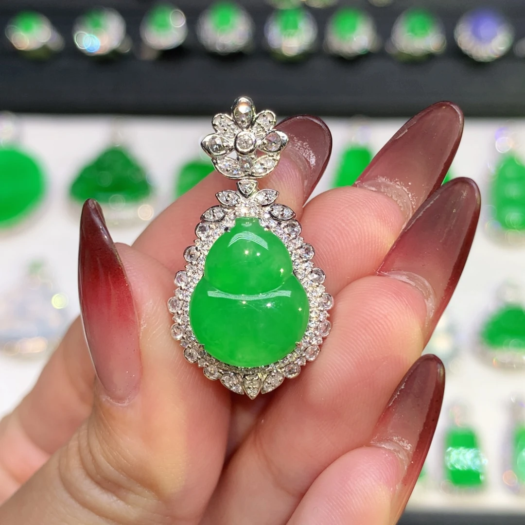 翡翠18K金镶嵌吊坠(不含链)