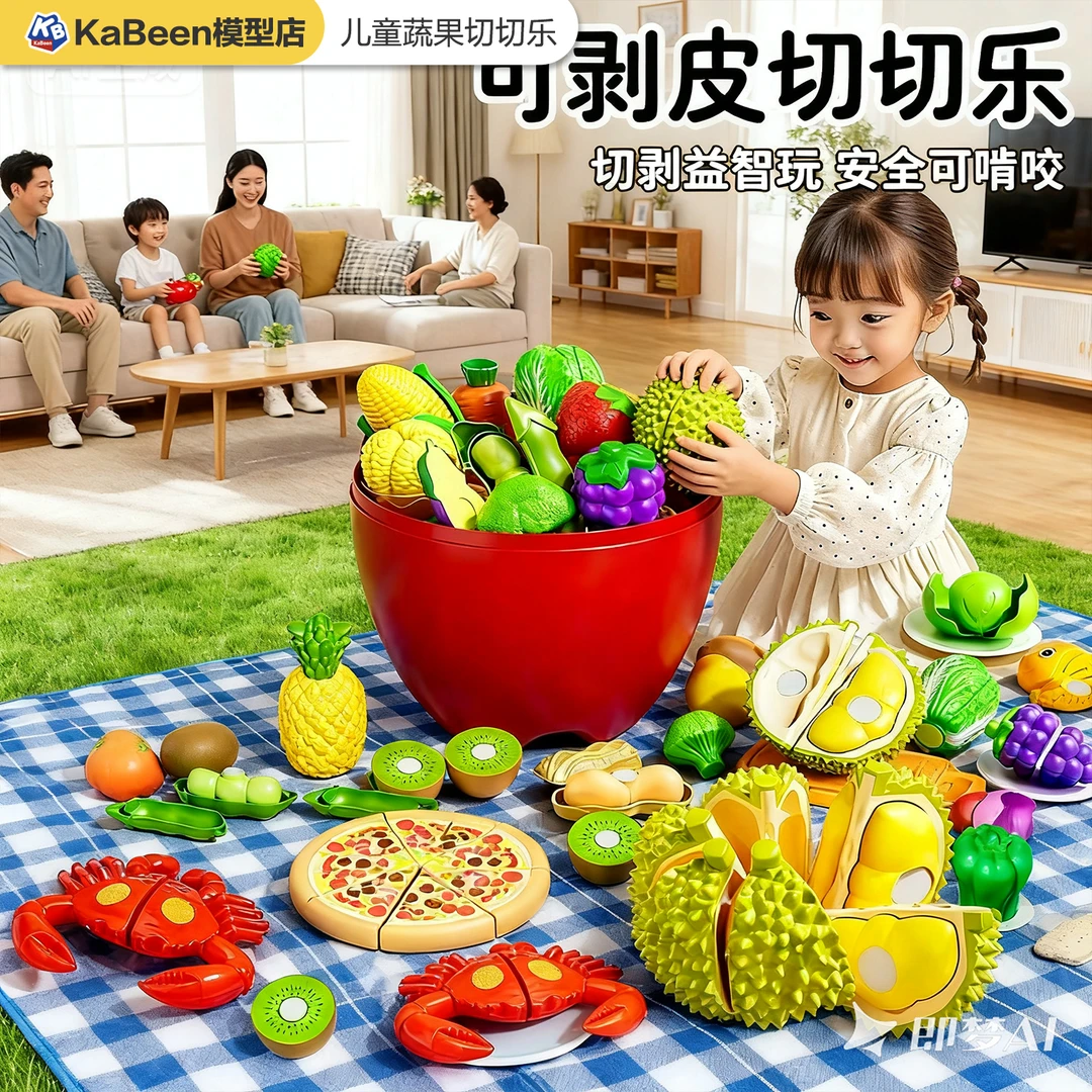 水果切切乐可剥皮可啃咬真过家家玩具锻炼宝宝认知能力