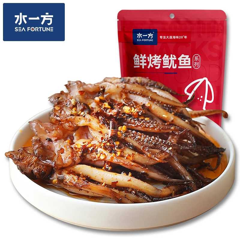 水一方【10天短保现烤鱿鱼头】即食大连特产现烤铁板鱿鱼须60g*3