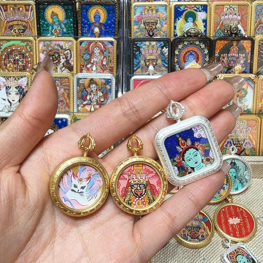 吊坠热贡纯手绘唐卡非遗文化