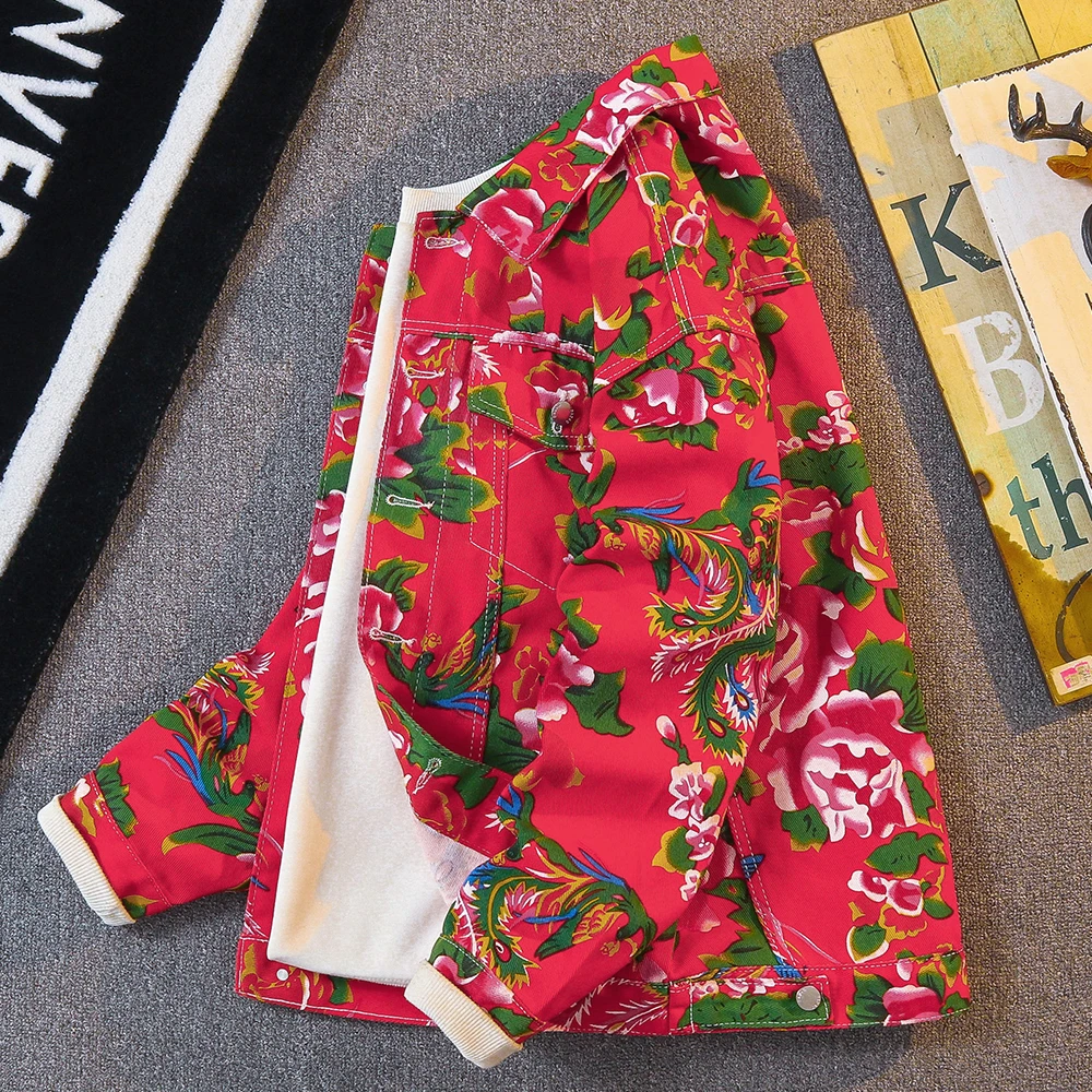 东北大花牛仔外套男士春秋款2025新款潮流高级感潮男痞帅休闲夹克