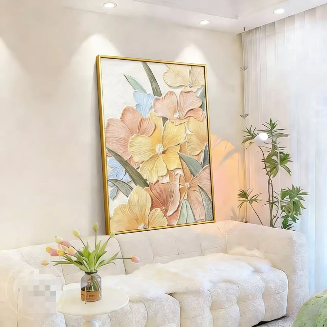 法式轻奢奶油花卉装饰画现代简约卧室床头画复古餐厅80120