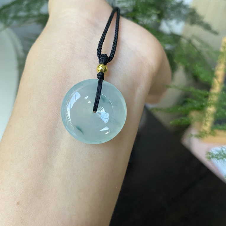 平安扣精致简约锁骨链款式缅甸翡翠A货