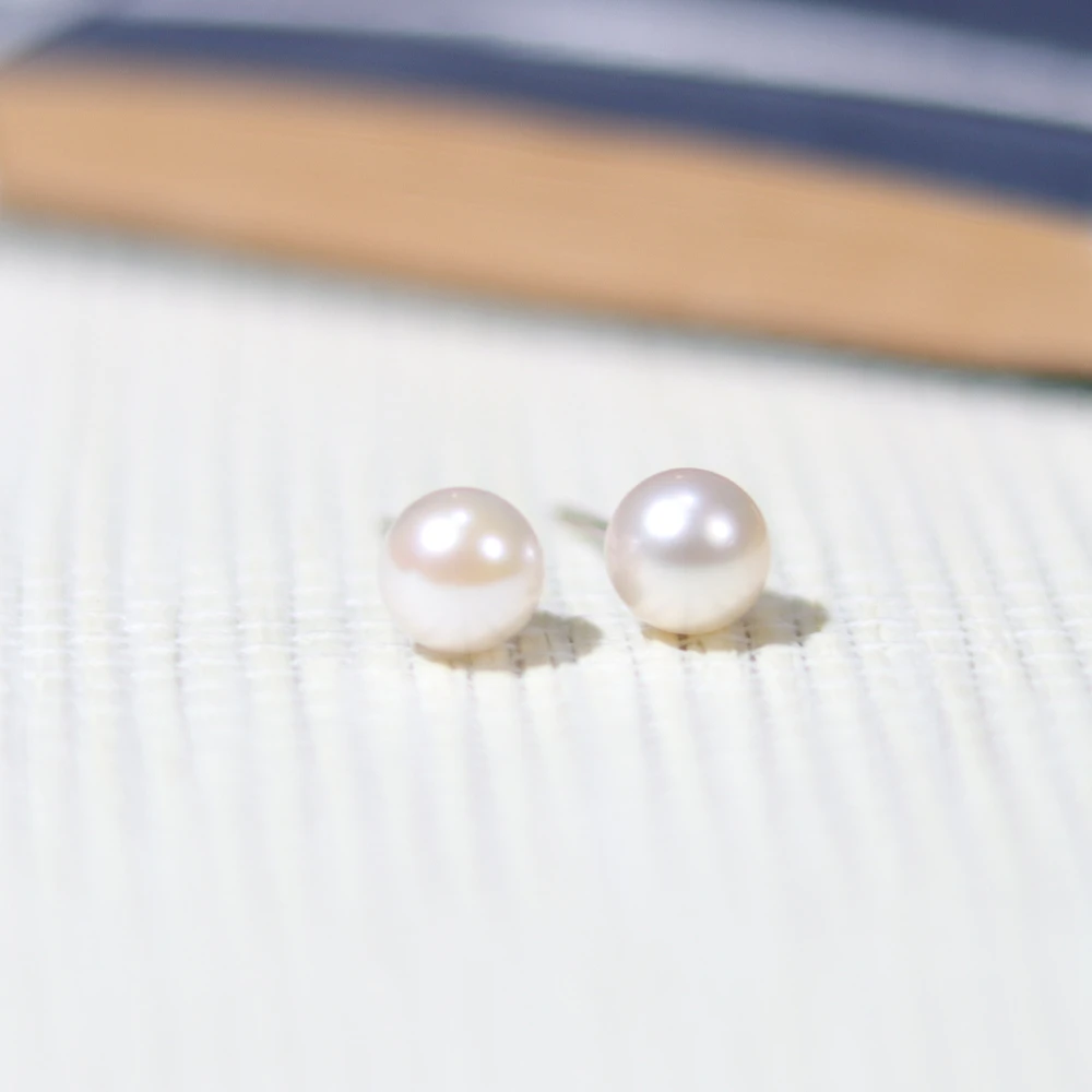 珍珠耳饰·Akoya耳钉约6mm·S925银镶嵌·多样性发一·SZZ6704