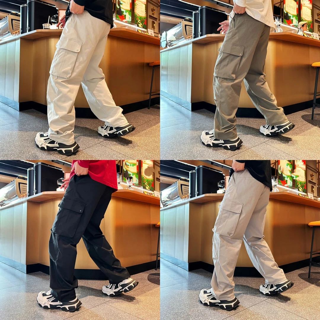 秋季新款潮流纯色简约设计感个性百搭休闲宽松工装直筒裤