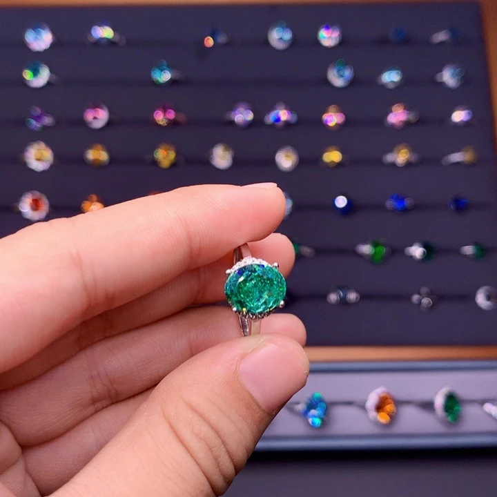 银S925镶嵌戒指碧玺