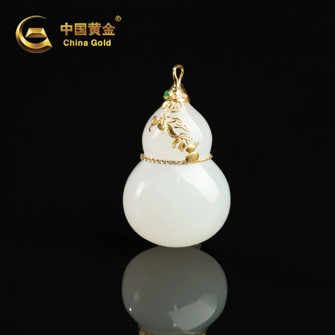 【中国黄金】逸淳 | 和田玉*吊坠*18K金镶嵌-D9826-Y