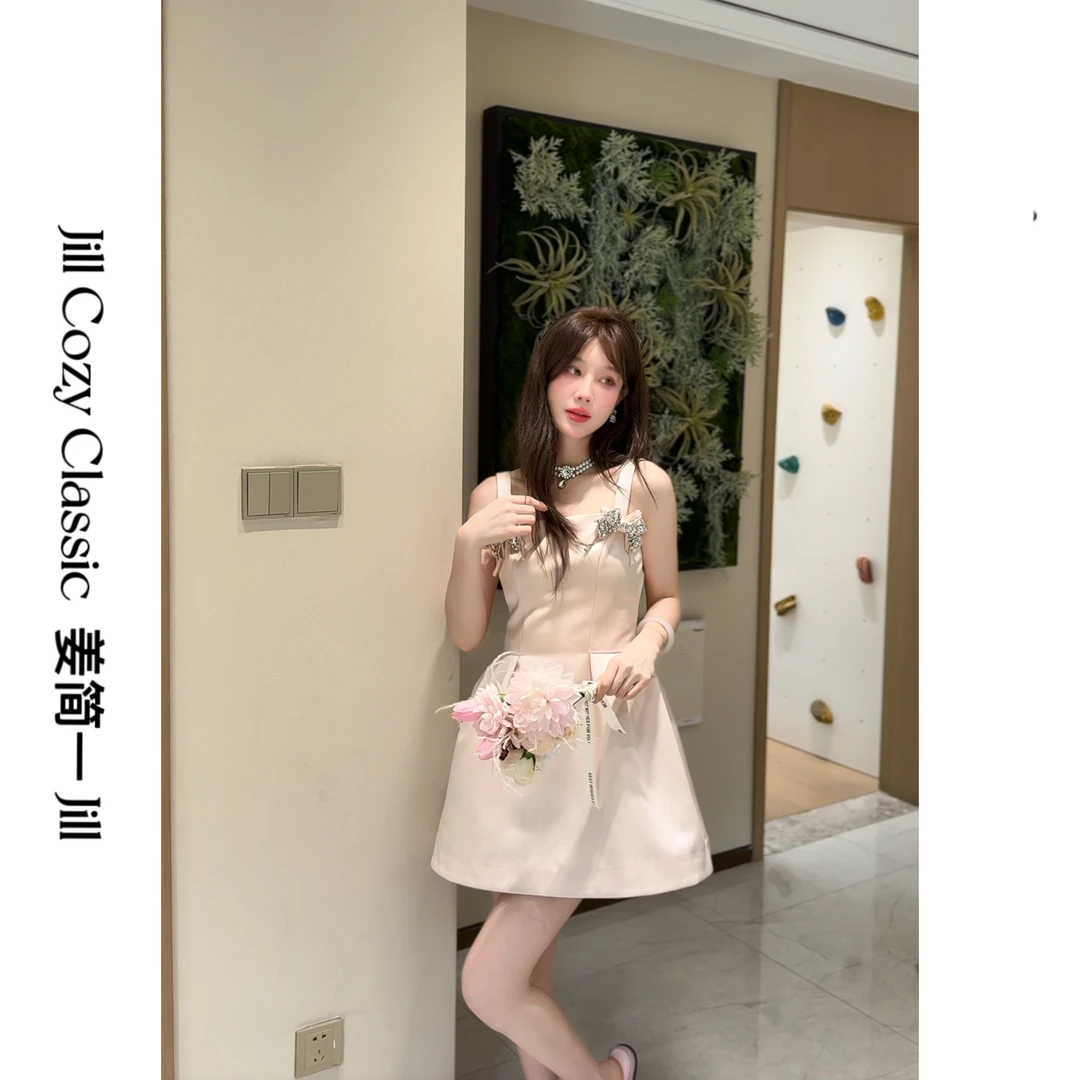 【姜简一JILL】买手店2025夏季气质镶钻蝴蝶连衣裙995