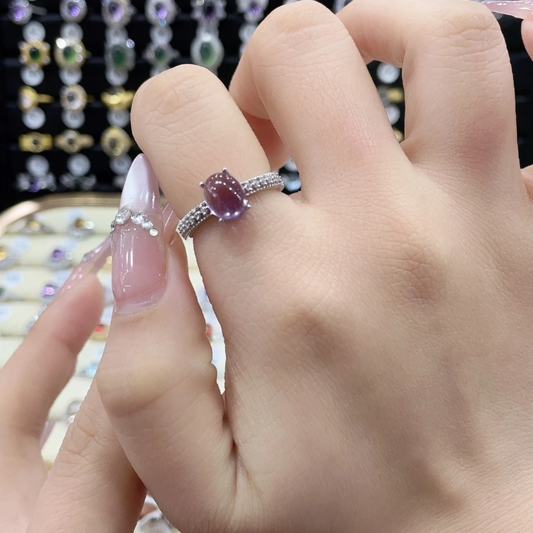 紫晶戒指女款银S925镶嵌