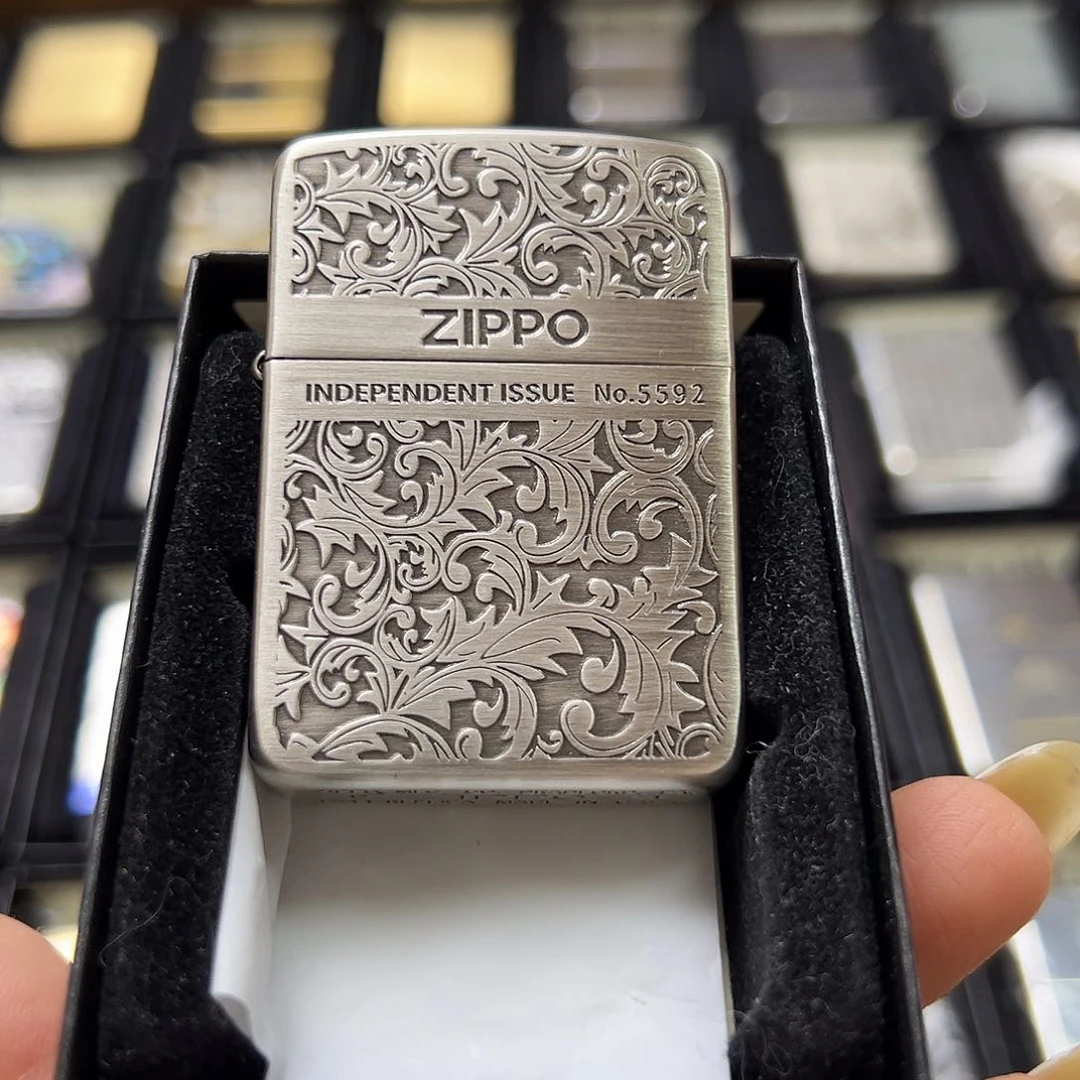 铜熏银拉丝41唐草花打火机