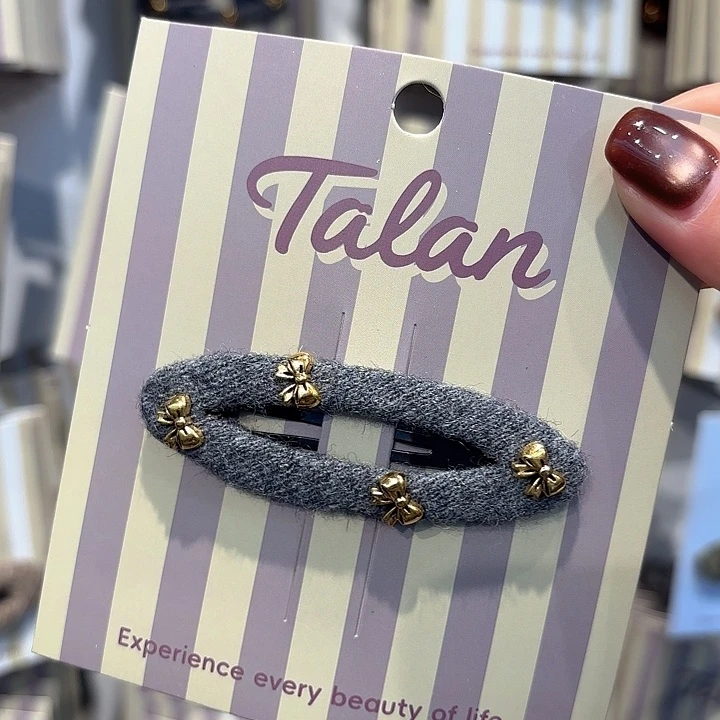 布艺铁合金灰色椭圆蝴蝶结拜拜