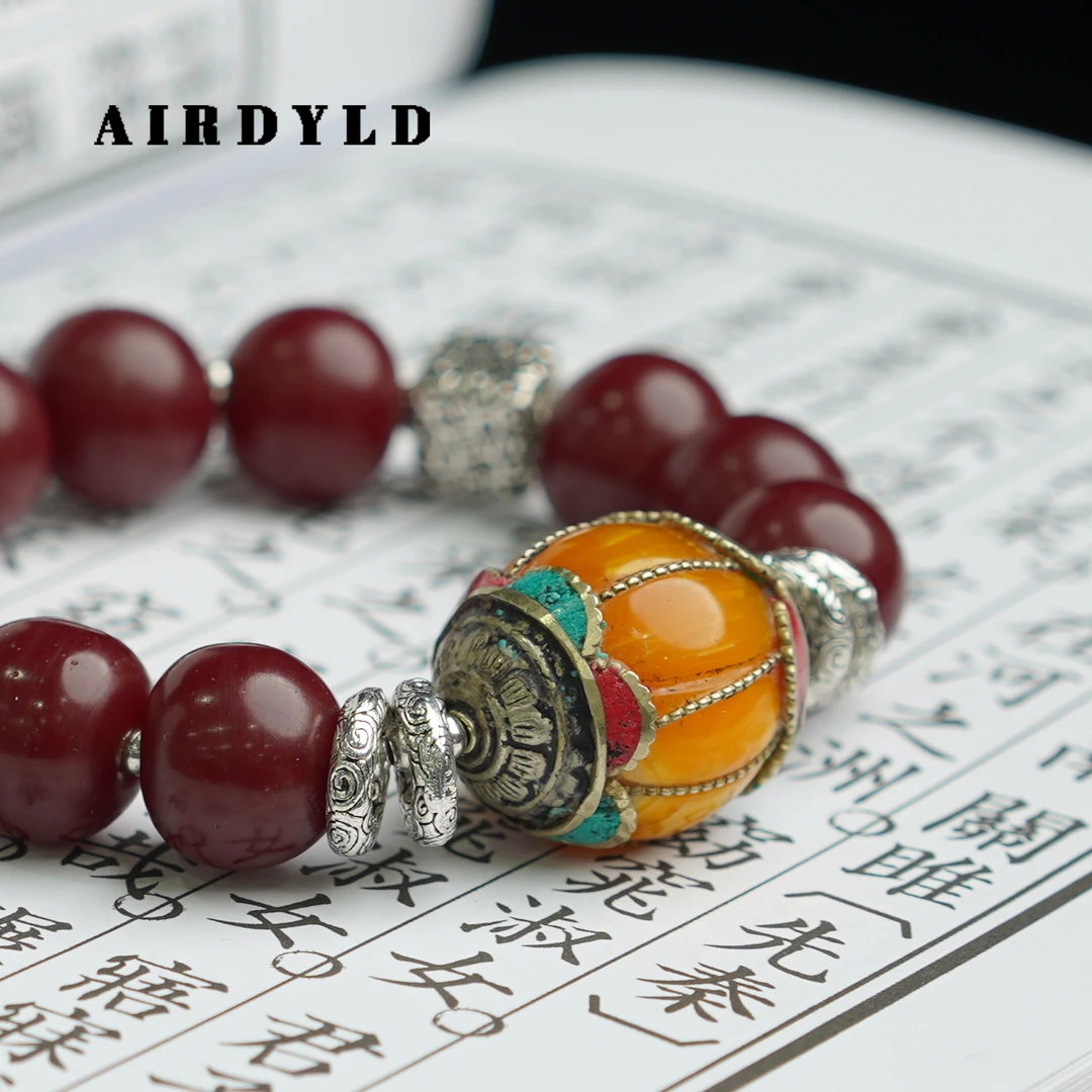 黄铜琉璃手链 【昭昭如愿】淄博非遗雪巴手工老琉璃手串