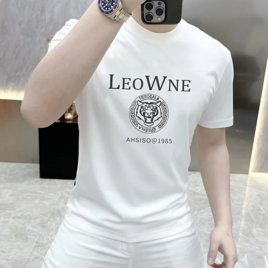 流行气质日系ins百搭新款简约潮流虎头印花男半袖时尚都市青年T恤