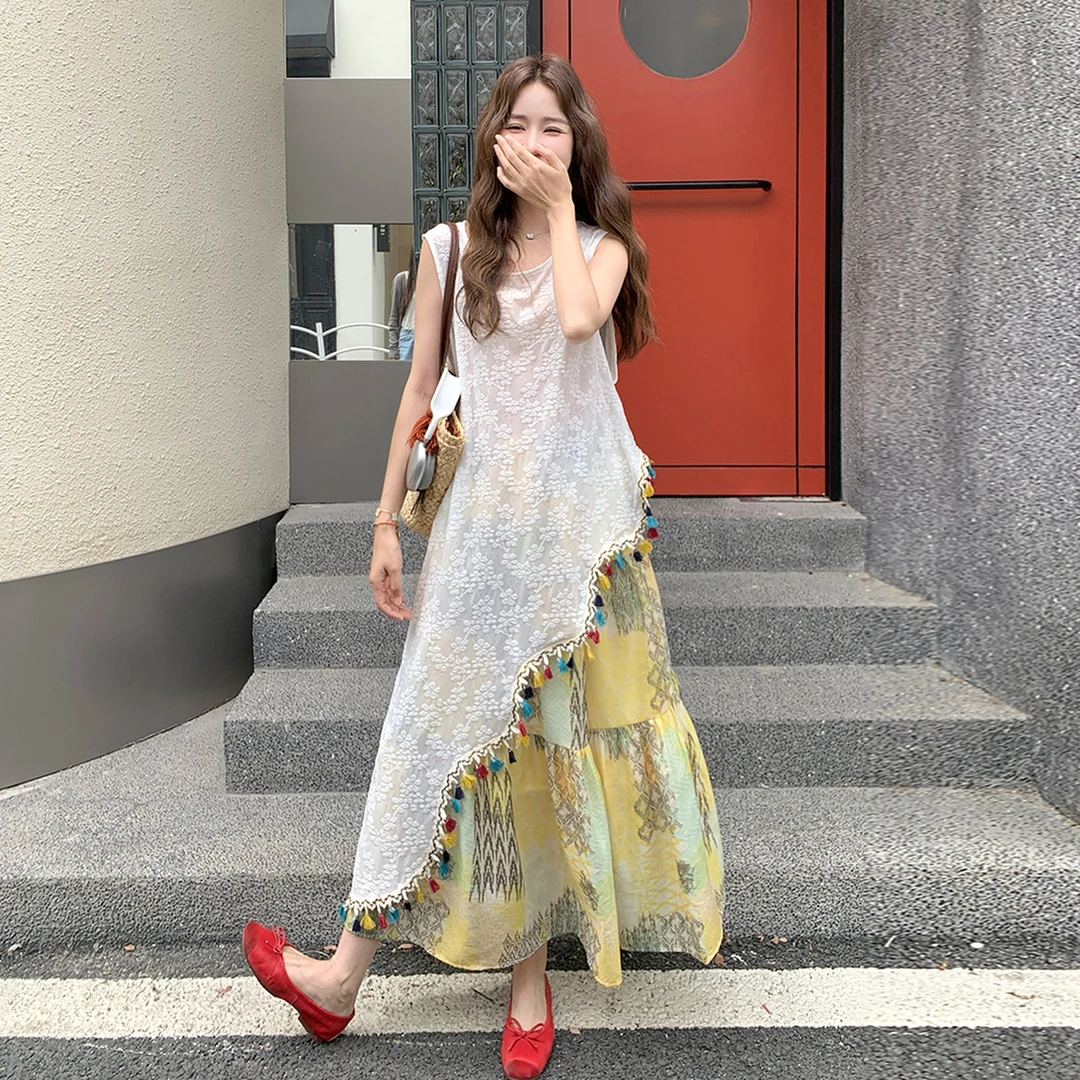 韩系蕾丝罩衫格子半身裙两件套女2025夏季新款时尚洋气减龄套装裙