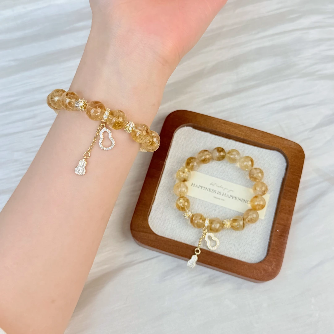 【金运九重】H885原创设计黄塔晶招米百搭女款diy水晶手串