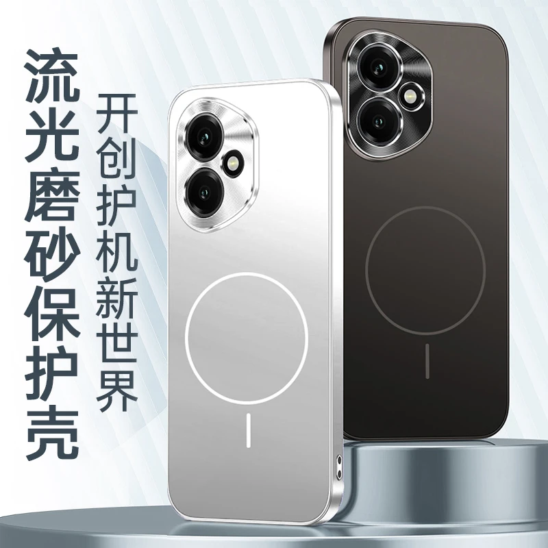 适用荣耀400/400Pro手机壳流光磨砂高级感金属镜头框防摔手机壳