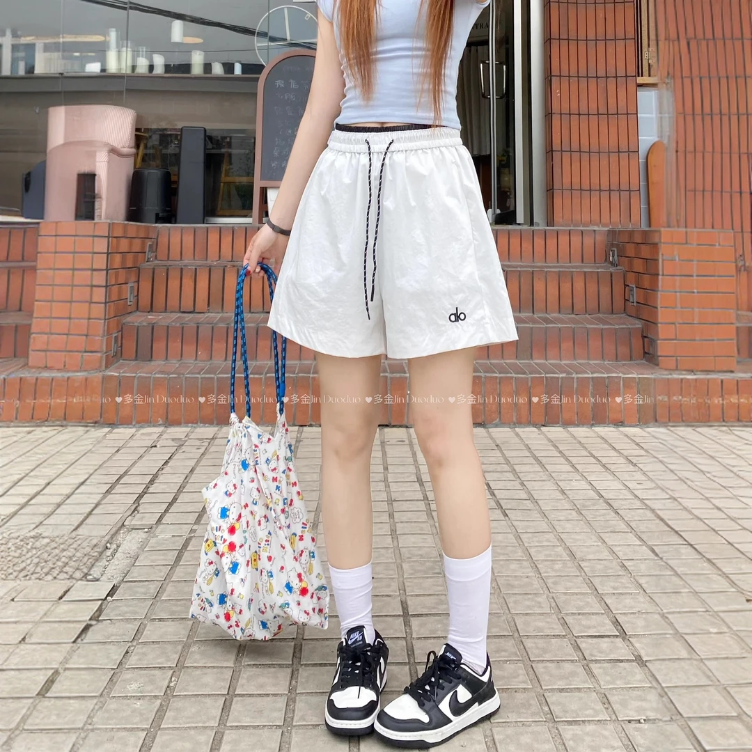 alo速干白色短裤女款2025新款爆款夏季收腰遮肉显瘦运动裤热裤