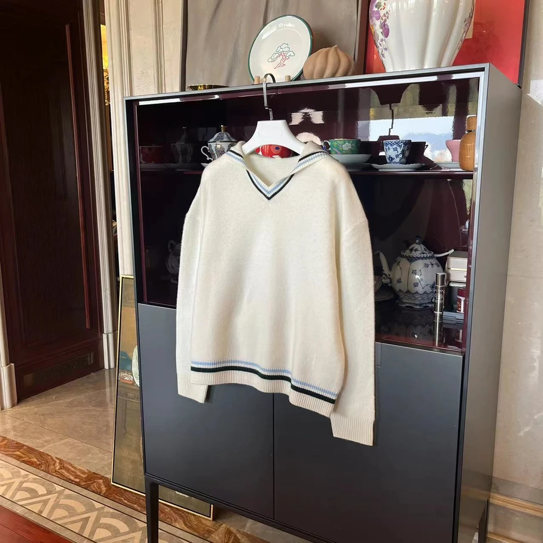 MYL 白色山YANG绒针织衫2023秋冬新款纯色连帽百搭休闲针织毛衣