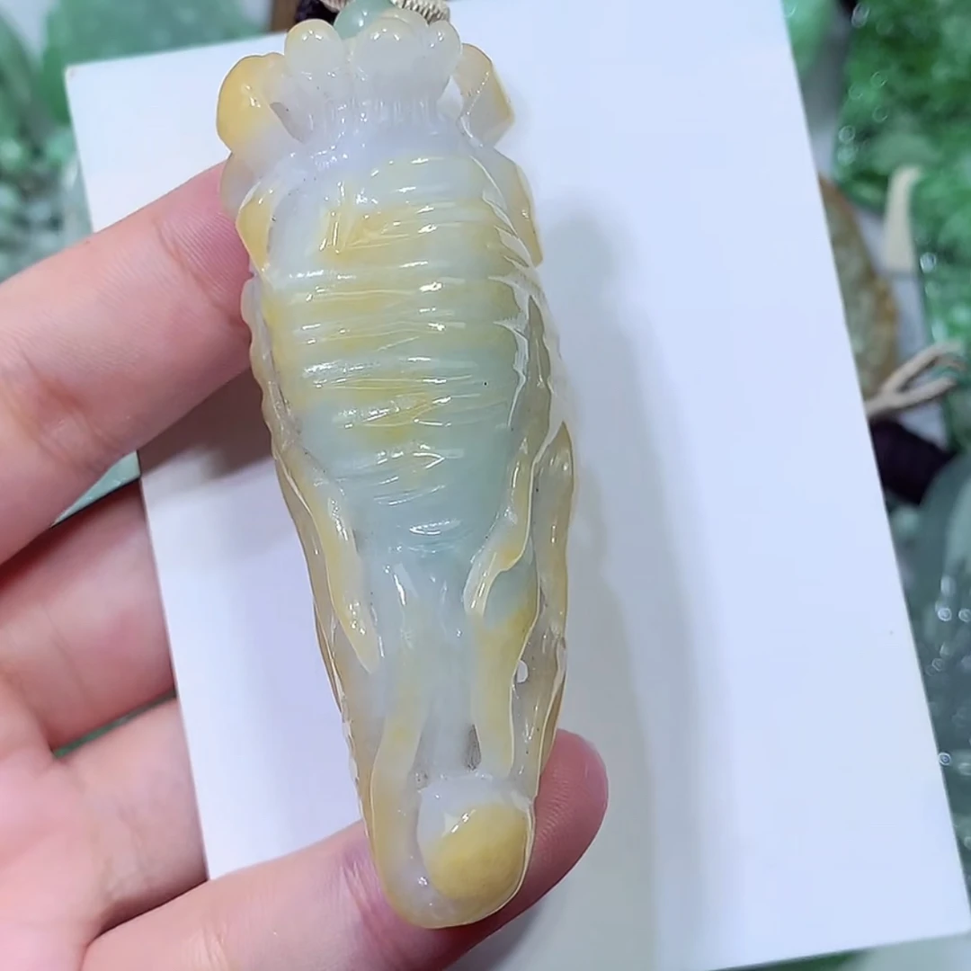 缅甸天然A货翡翠黄翡人参吊坠