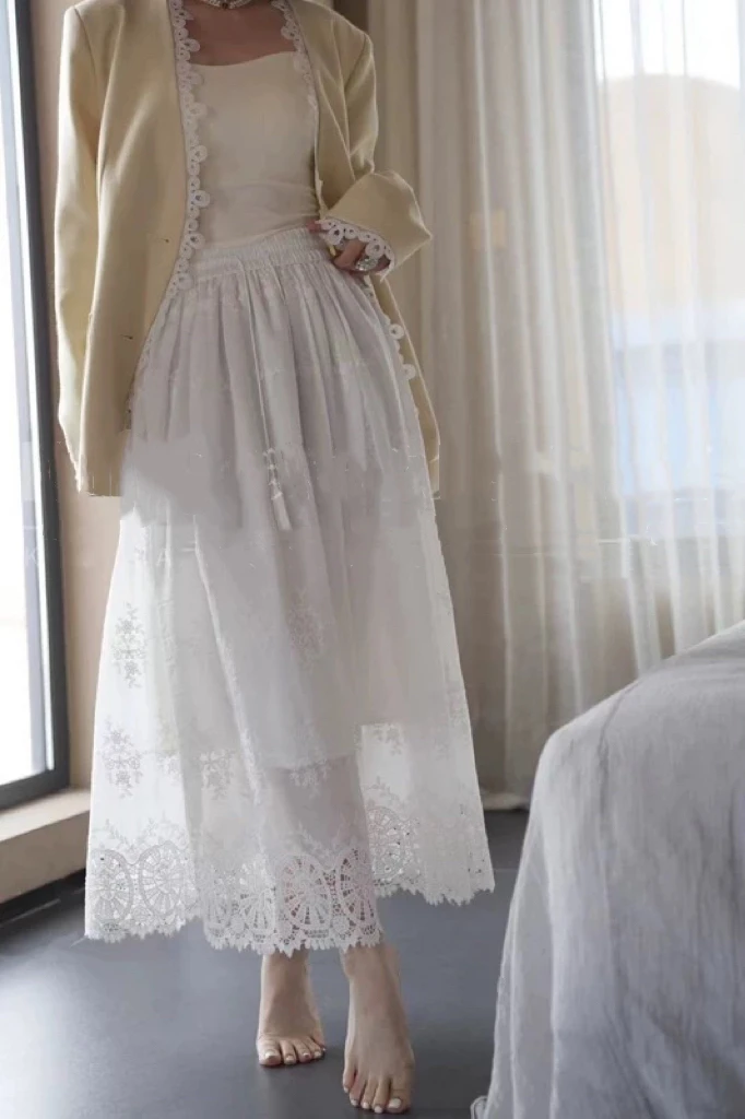 【夏季新款】MT‘重工刺绣小白裙’  法式风情重磅白色刺绣百褶裙