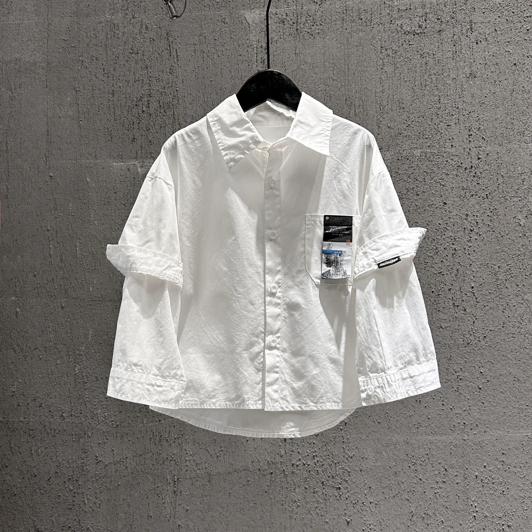 【游子kids】 韩国儿童长袖衬衫外套春季新款拼接假两件时尚衬衫