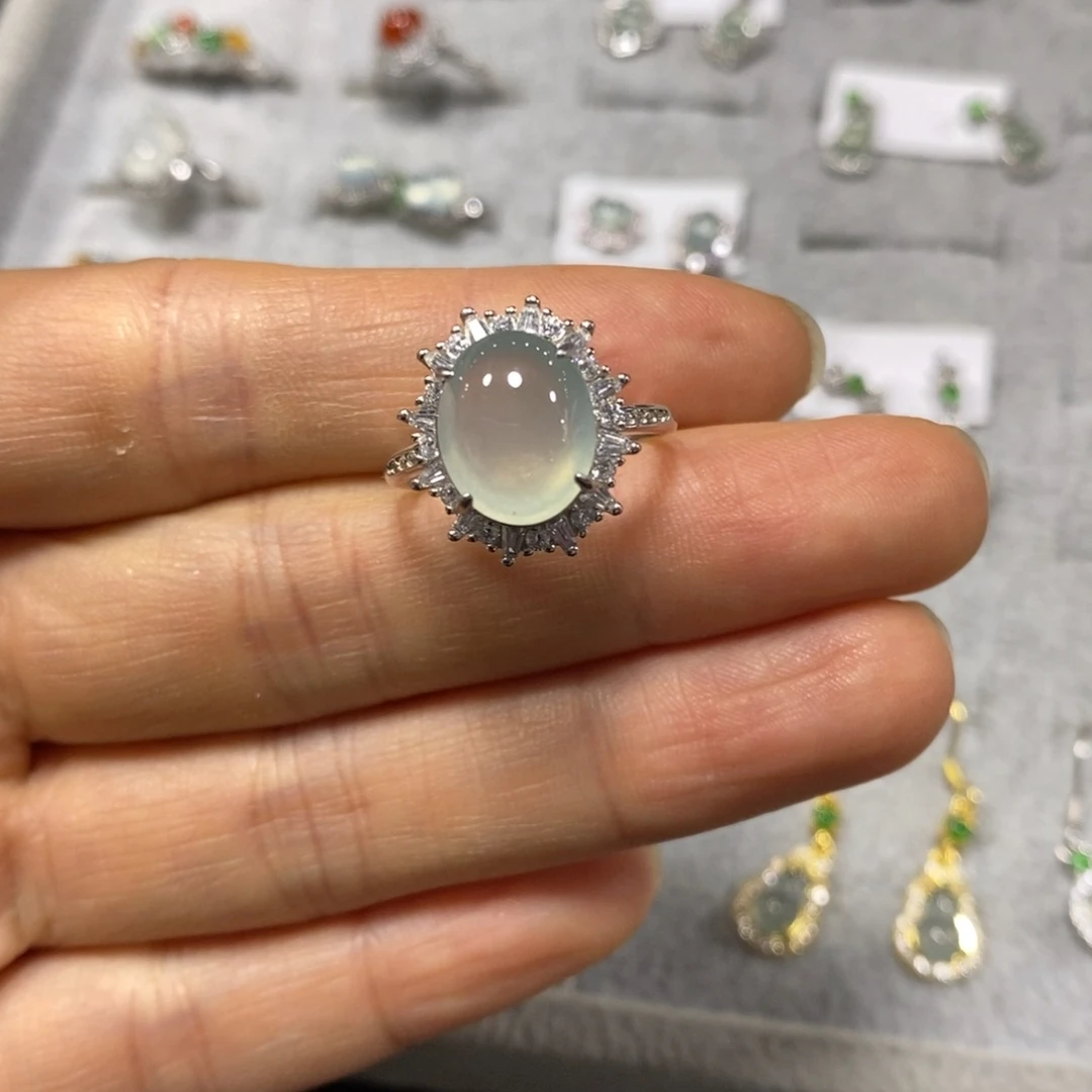 翡翠银S925镶嵌戒指戒指