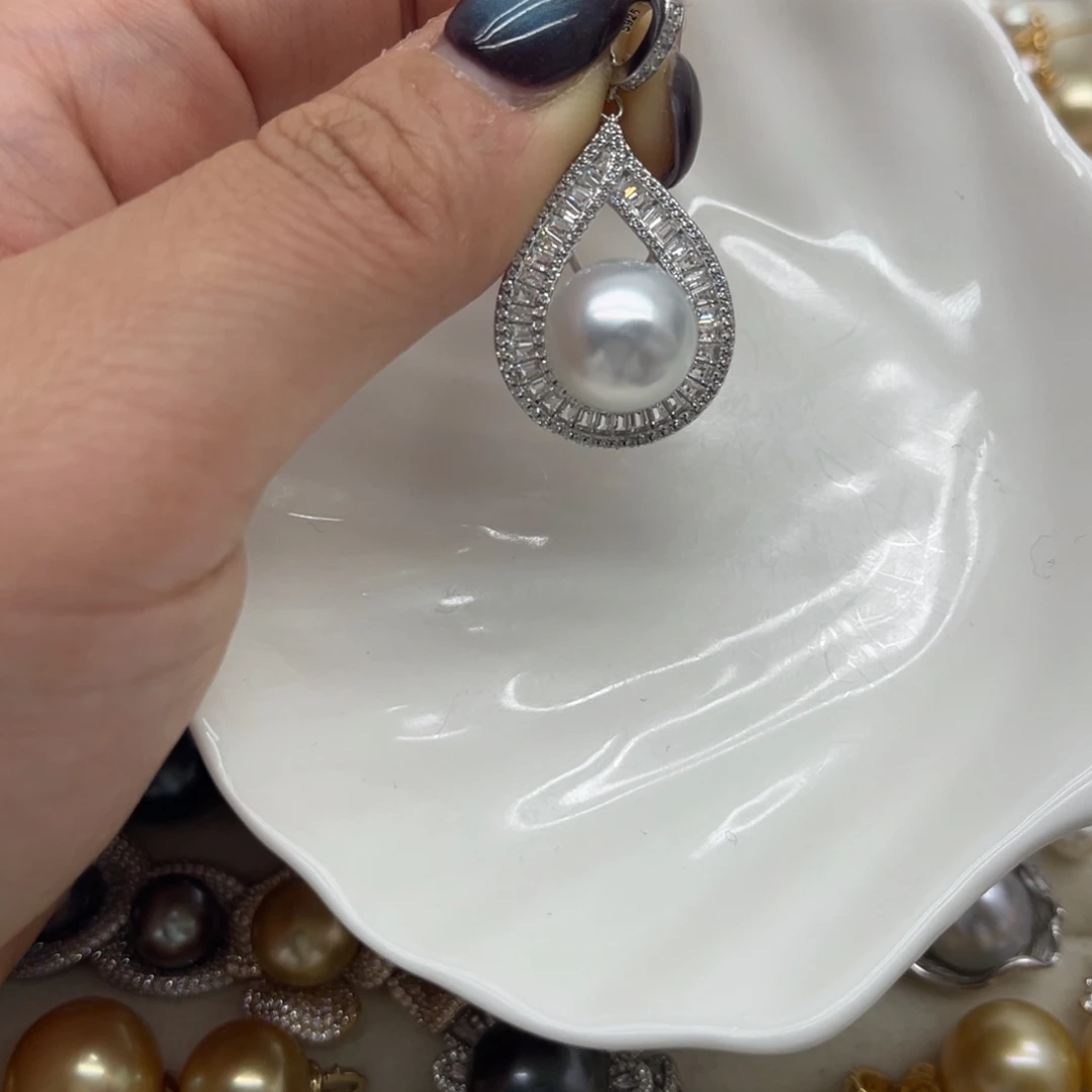 海水珍珠银S925镶嵌吊坠(不含链)