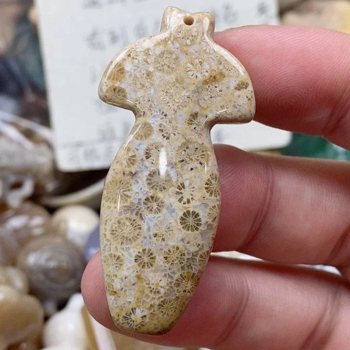 硅化珊瑚（珊瑚玉）未镶嵌颈饰明*子