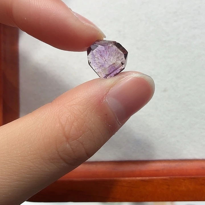 银S925镶嵌水晶珠宝半成品紫超七随型