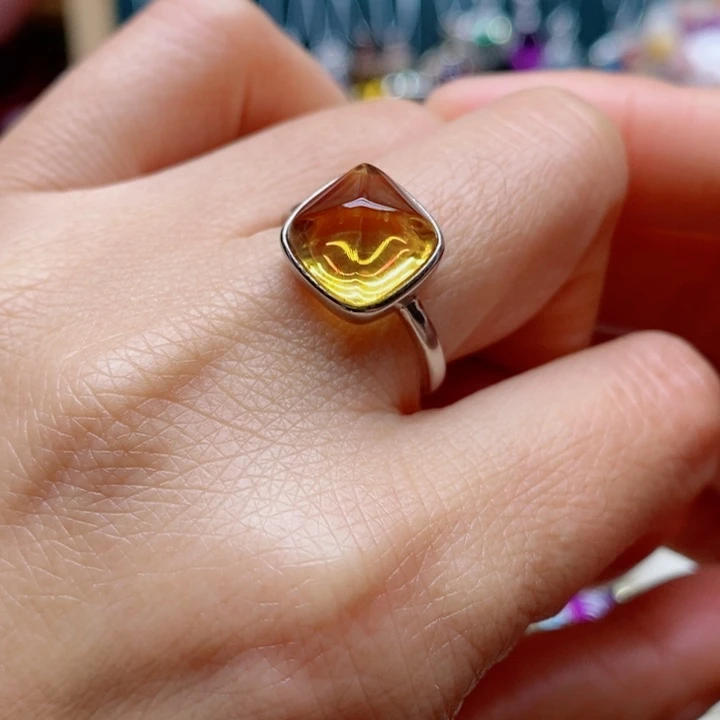 银S925镶嵌戒指水晶天然水晶戒指