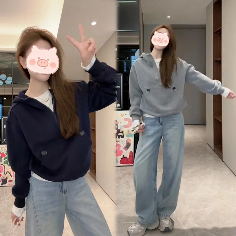 秋季2025新款清纯系休闲运动套装女洋气减龄纯色卫衣阔腿裤两件套