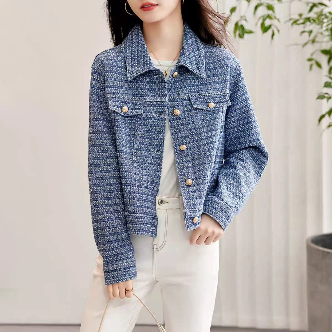 鑫欣阿玛施艾正2025秋冬新款复古提花牛仔衣短外套痞帅炸街风女装