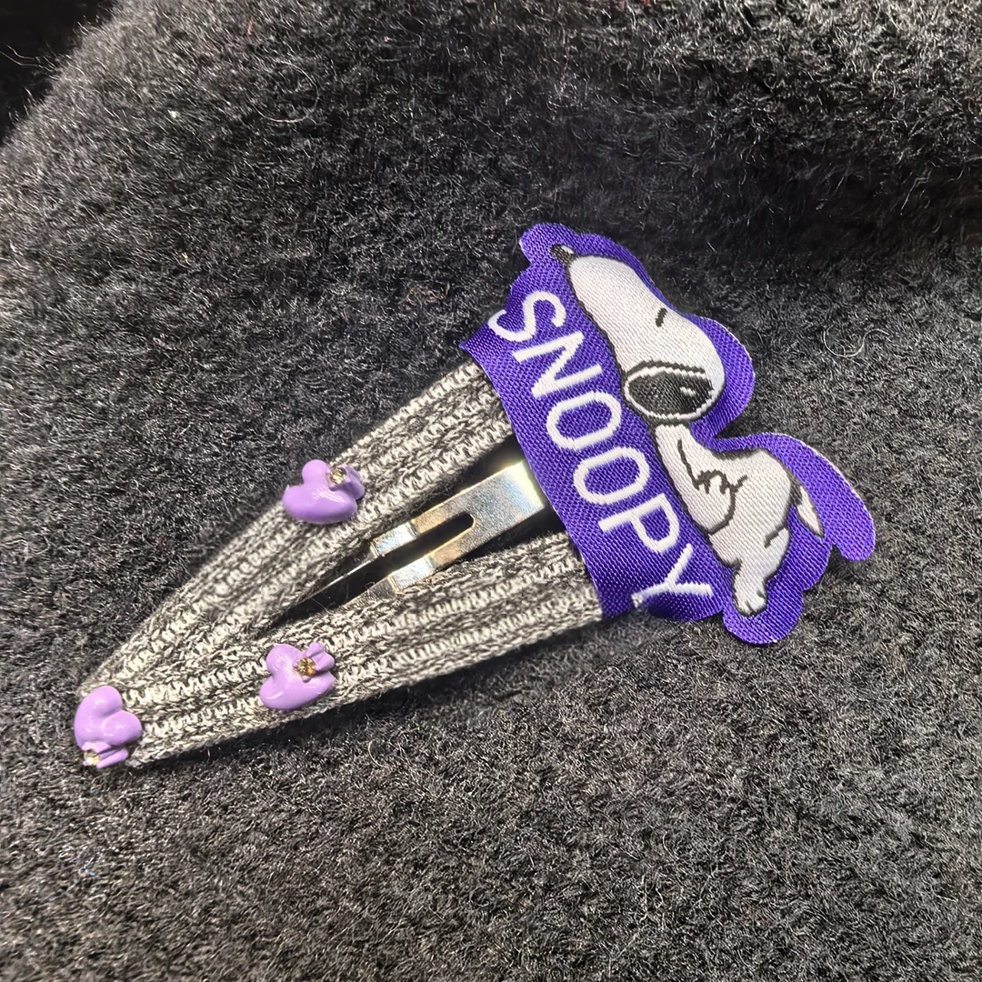 E333紫色爱心史努比灰色三角掰掰夹