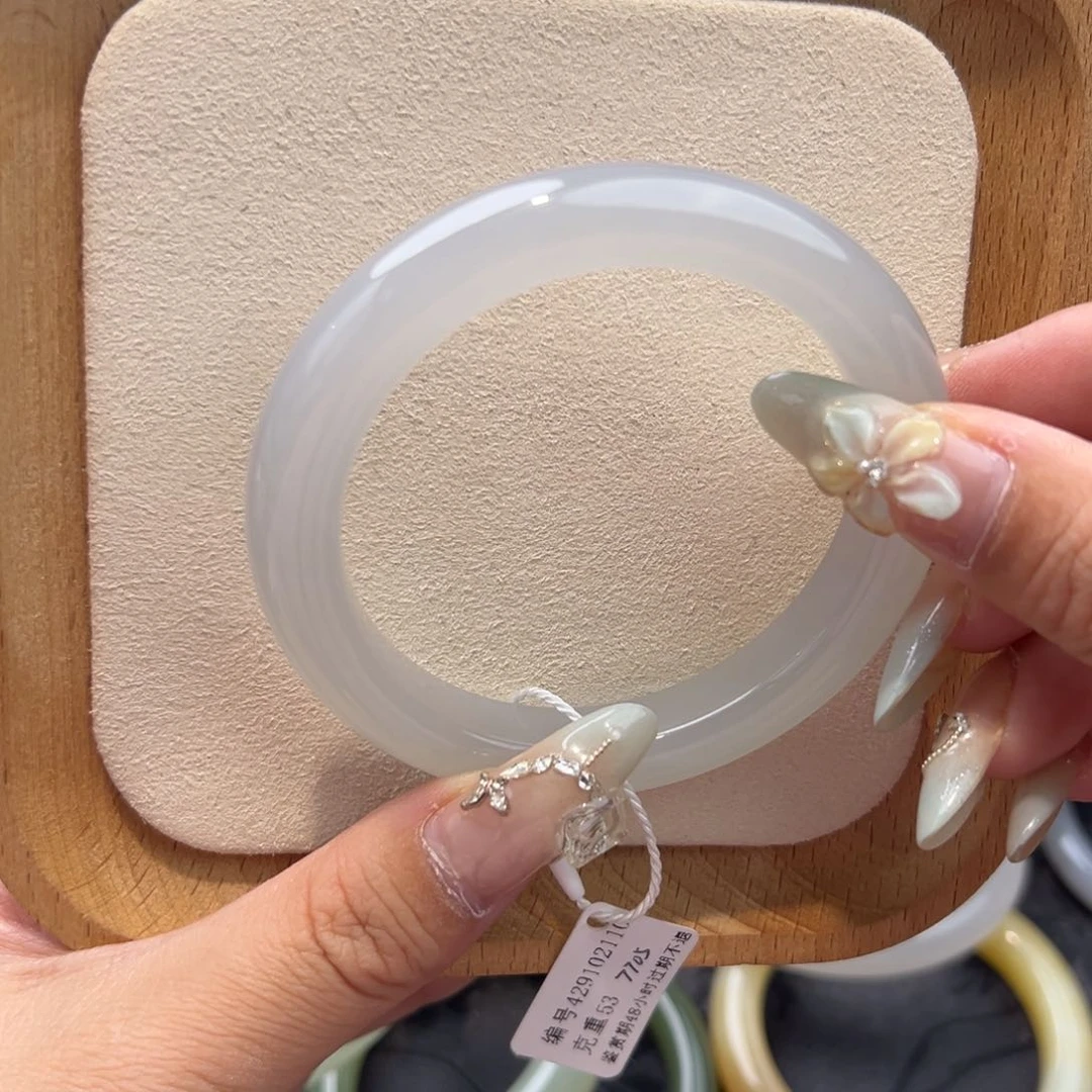 和田玉手镯未镶嵌冰仙紫月光 有瑕疵