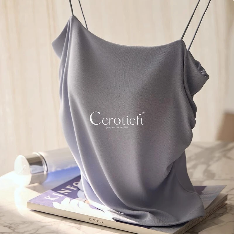 冰云纱超细肩带一字领吊带女士夏季薄款莫代尔带胸垫30861