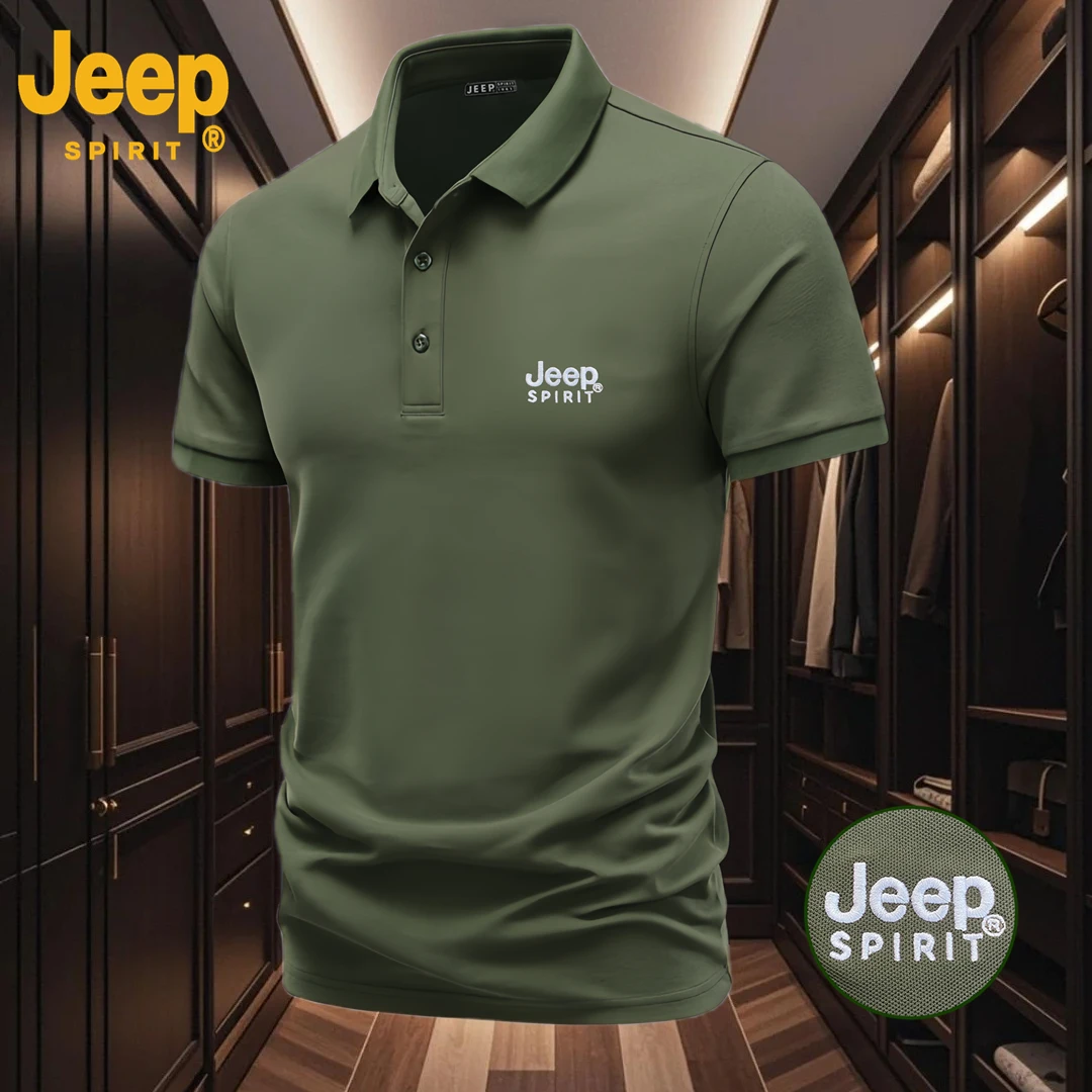 JEEPSPIRIT春秋男士短袖刺绣POLO衫简约男装打底修身轻奢爆款POLO