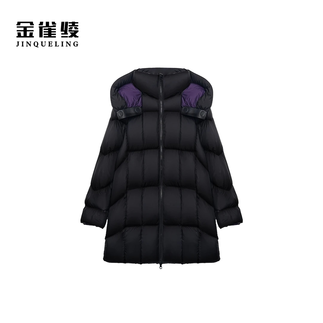 金雀绫【小珠峰】95白鹅绒保暖加宽加大中长款羽绒服SZA4YW717