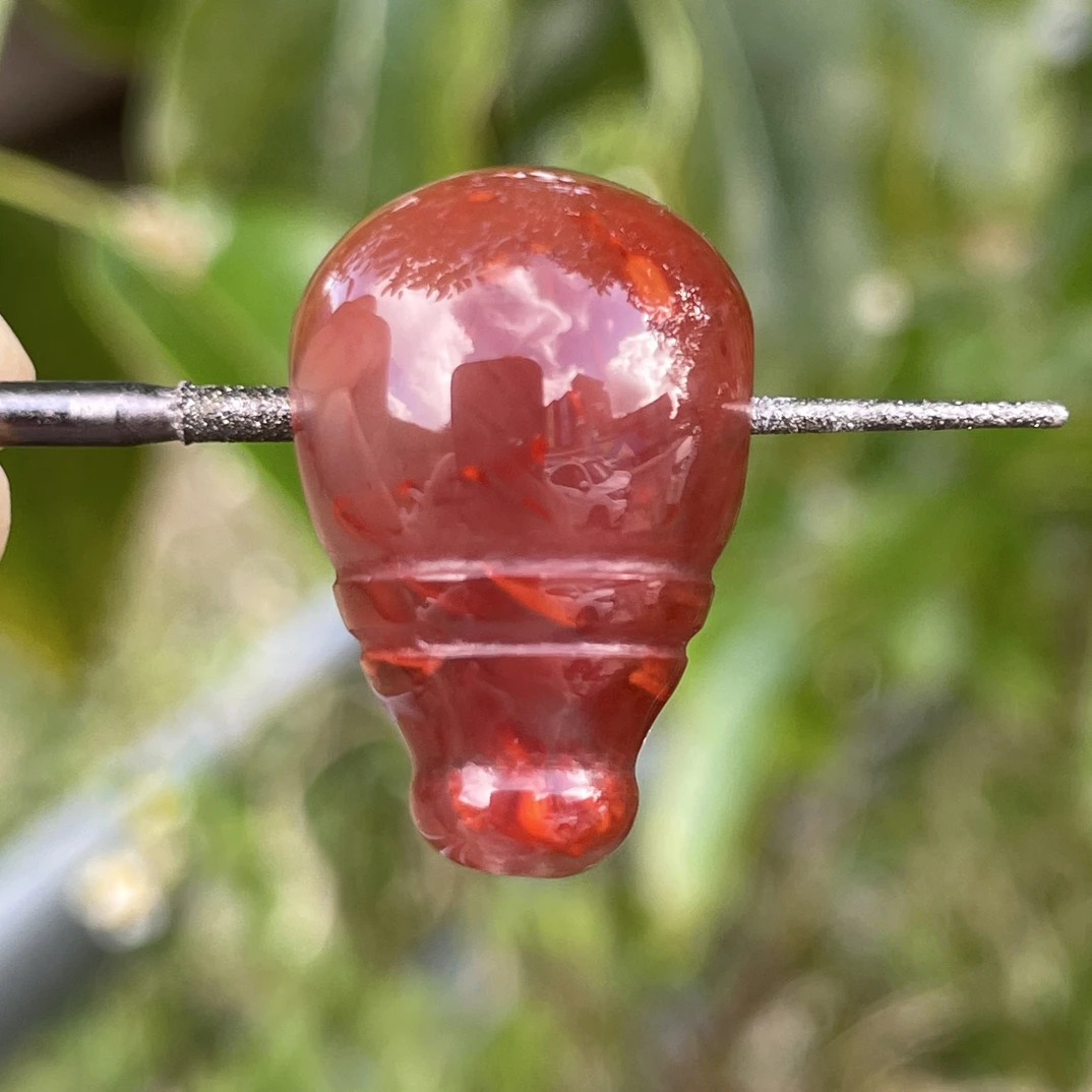 精品南红配饰一体三通,玫瑰红,尺寸15.7x24x16.5mm