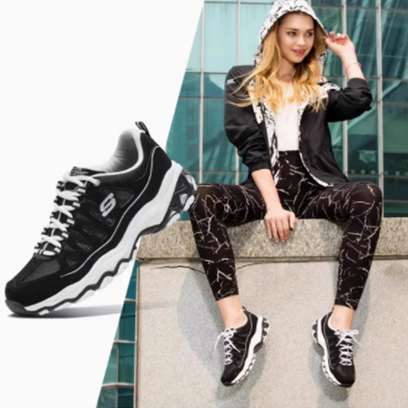 Skechers斯凯奇女士D'lites系列时尚复古潮流熊猫休闲运动鞋12087
