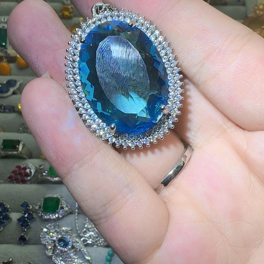 绿水晶戒指银S925镶嵌