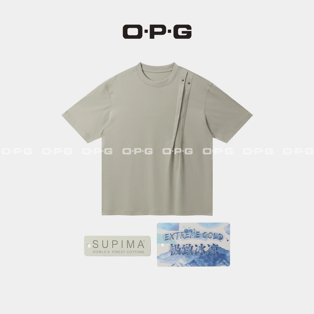 【“80支凉感匹马棉”情侣铆钉结构短袖】O.P.G夏季宽松百搭T恤2366