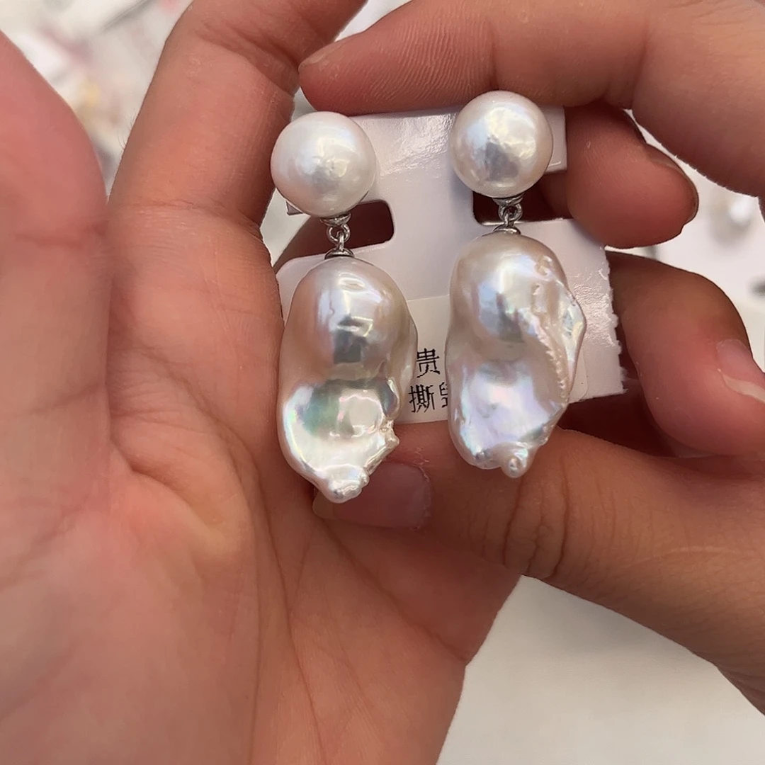 合金淡水珍珠耳饰