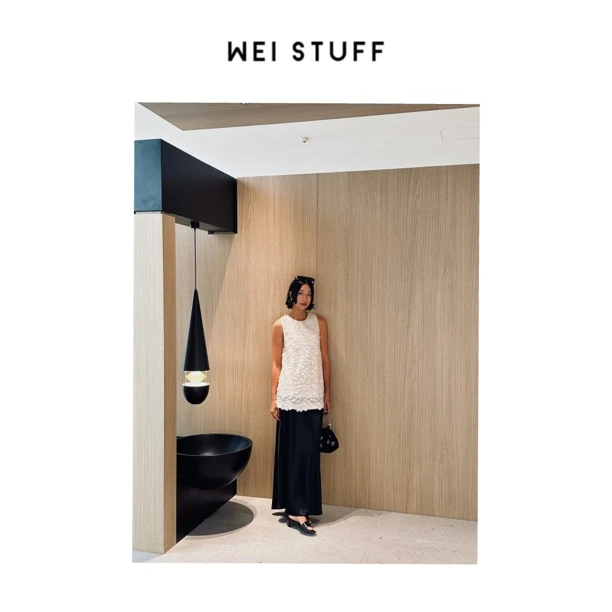 WEI STUFF “巴黎梦幻” 时尚百搭重工贝母亮片圆领无袖背心 9341