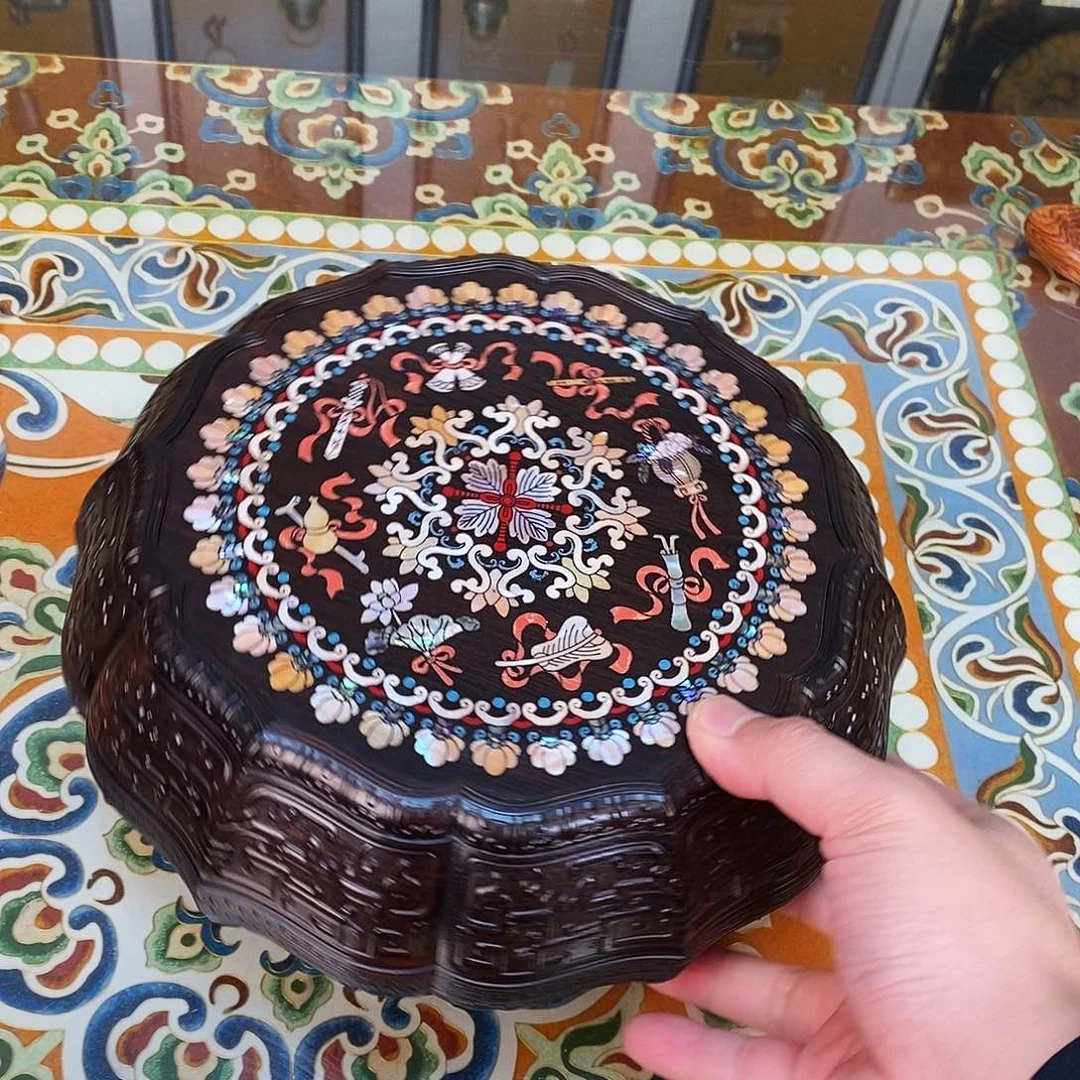 黑酸枝木类成套家具紫光檀果盒