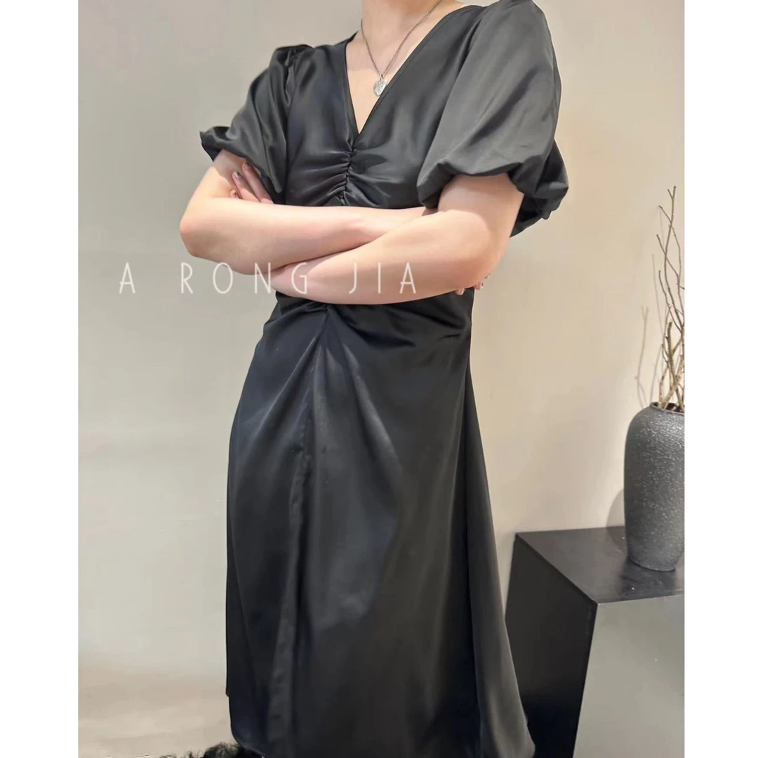 【ARONG阿荣家】绸缎裙09855-黑色-L