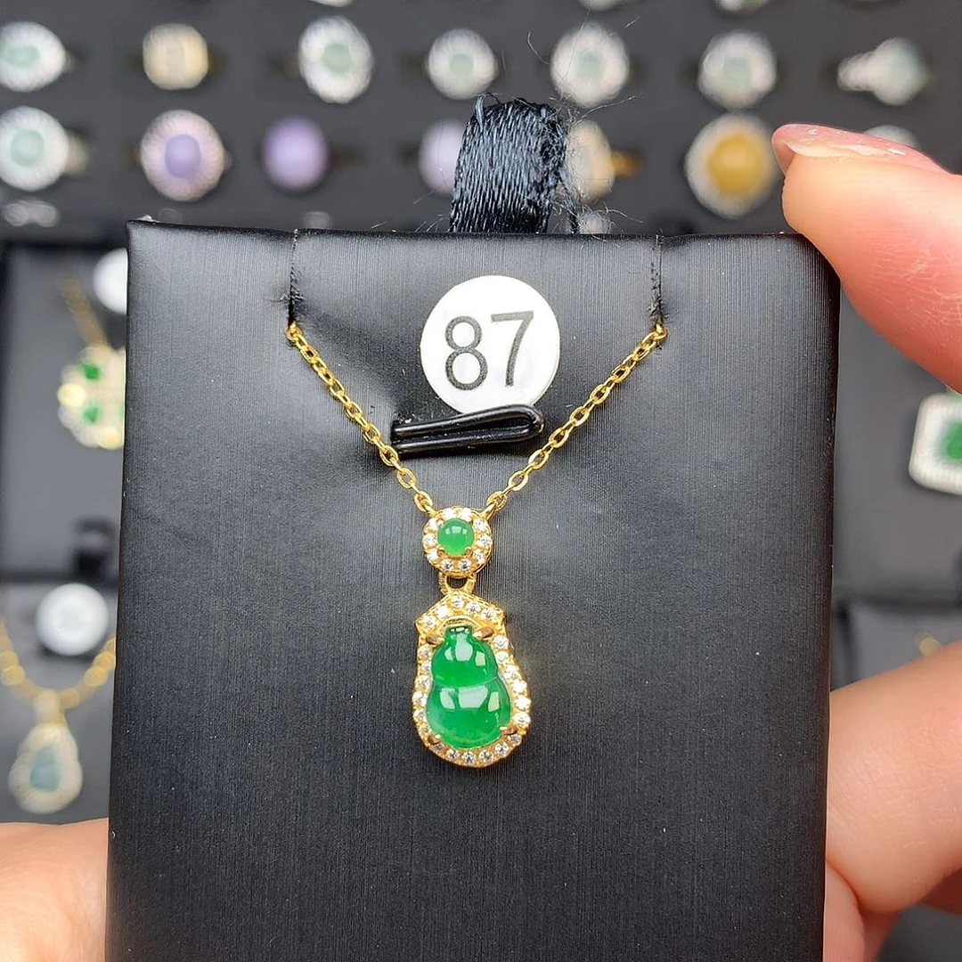 翡翠颈饰银S925镶嵌项链925