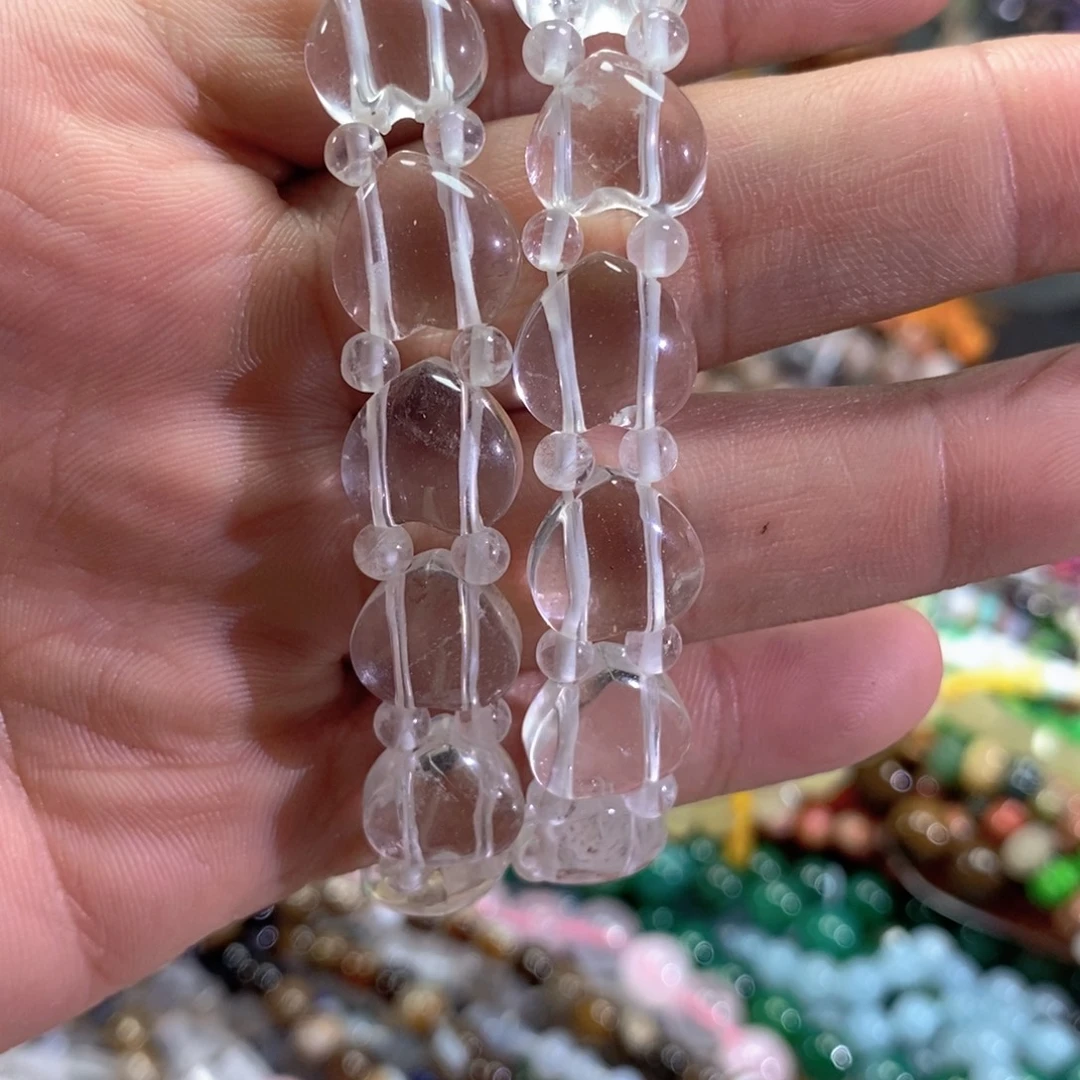未镶嵌玛瑙/玉髓珠宝半成品天然净体白水晶手串一个