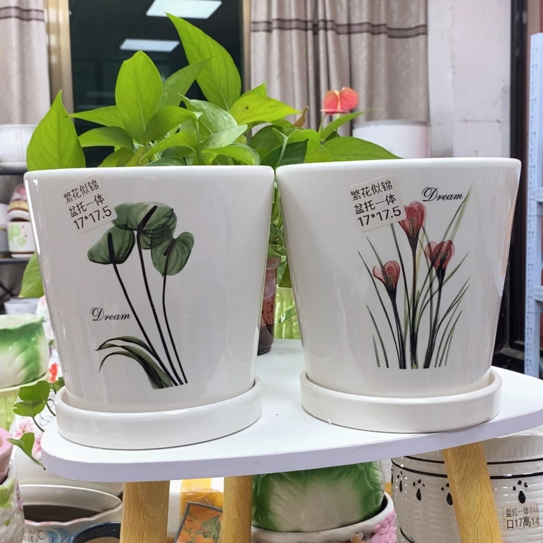 @夏西陶瓷花盆@@繁花似锦