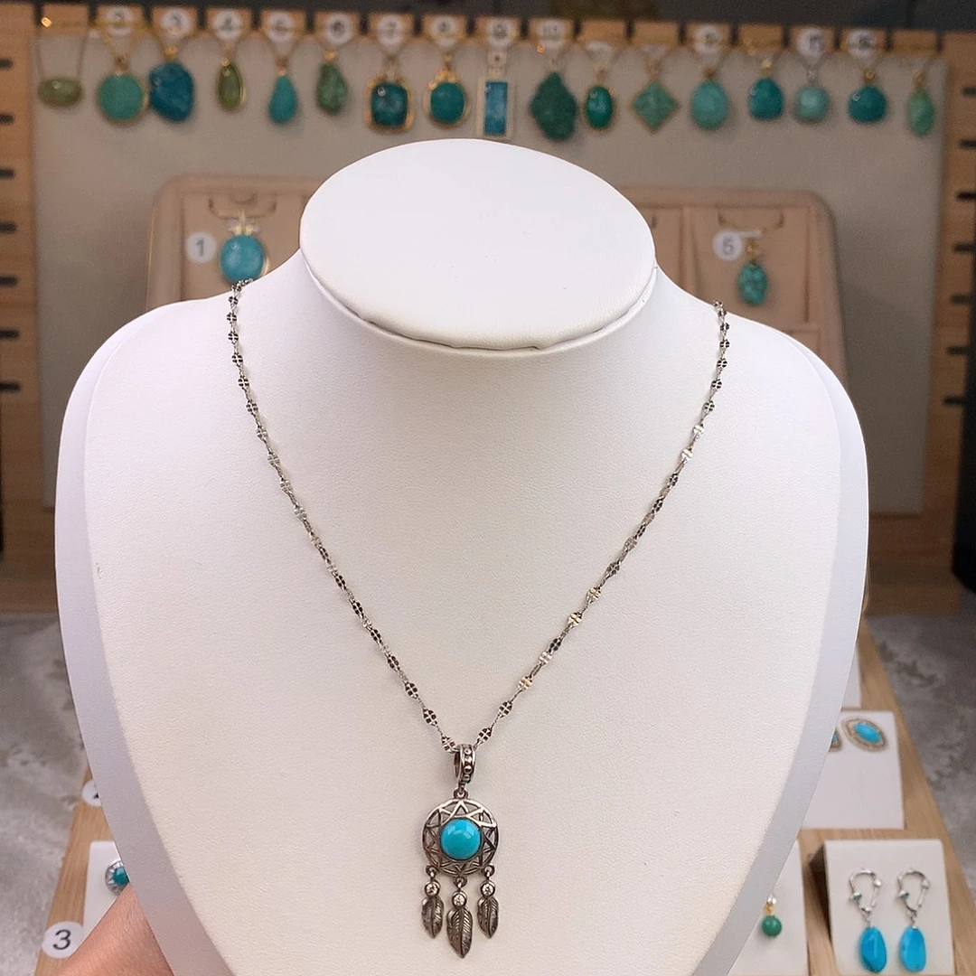 绿松石银S925镶嵌颈饰